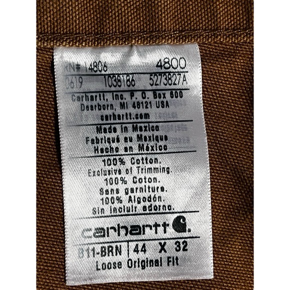 Carhartt Canvas‎ Loose Original Fit Pants B11 BRN Men's 44x32 Brown Workwear - Picture 13 of 13
